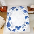 thumbnail image 5 of Feelyou Cartoon Butterfly Twin Sheet Sets, Blue Leaf Plant Bedding, 3 Pieces, 5 of 7