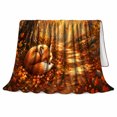 thumbnail image 2 of Serene Autumn Forest Sleeping Fox, Peaceful Woodland Scene, Warm Flannel Blanket for Cabin and Lodge with Detailed Artwork, Wildlife Lovers Thanksgiving Gift, Celestial Home Decor, 2 of 9