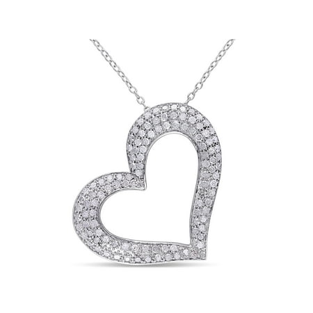 1 Carat T.W. Diamond Sterling Silver Heart Necklace