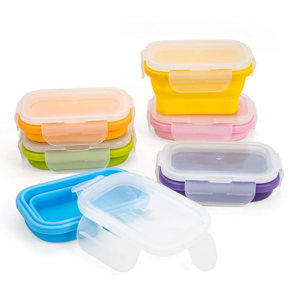 Collapsible Snack Containers With Lids,Collapsible Food Storage Containers,Mini Fridge Organizer,Microwave Freezer Dishwasher Safe(6pcs,6.5oz)