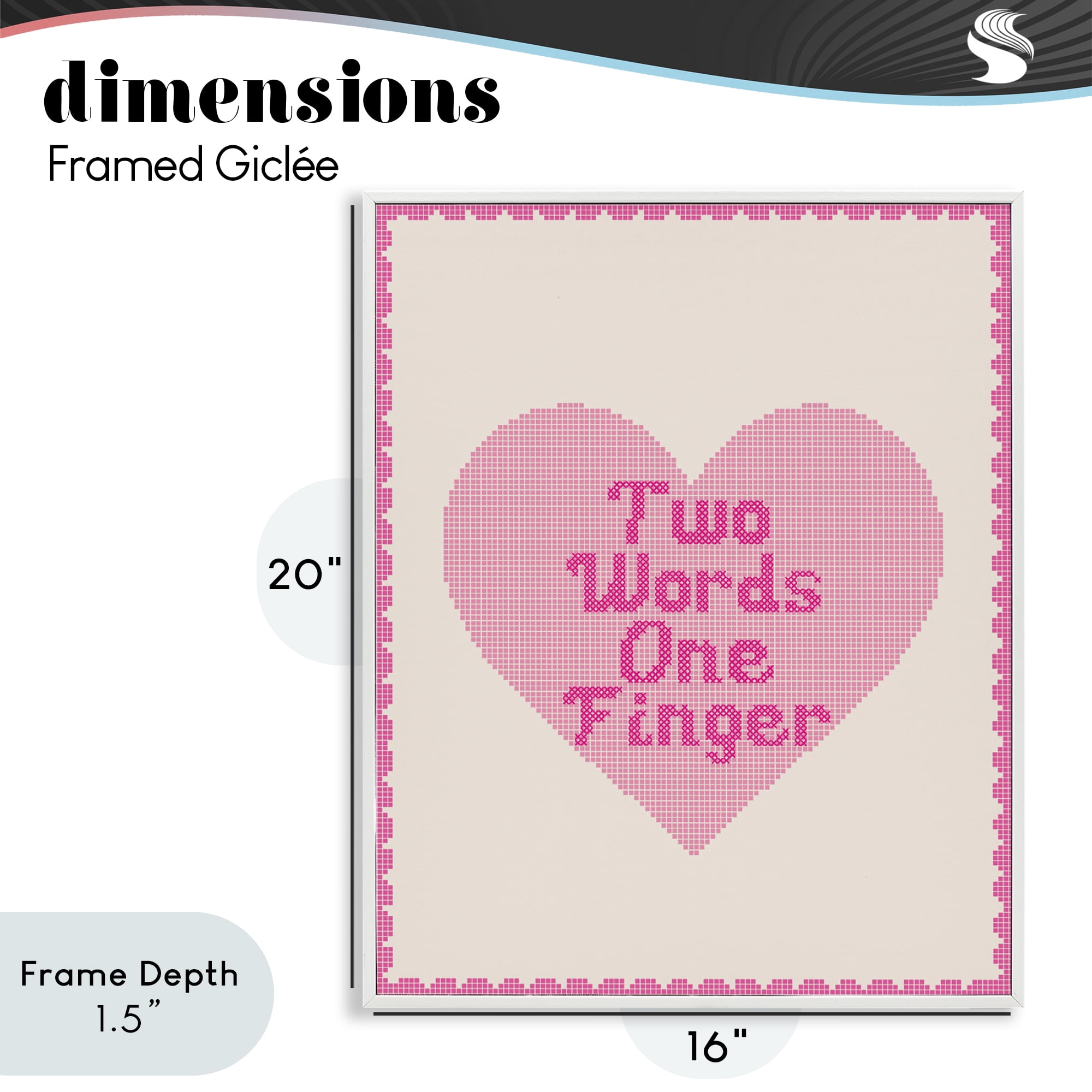 Stupell Industries Two Words One Finger Heart White Framed Giclee Art, design by Lil' Rue