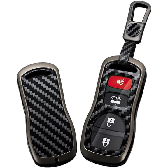 Key Fob Cover Compatible with Nissan 350Z Altima 3 Button Keychain Case Holder Protector,1,A keychain-Black