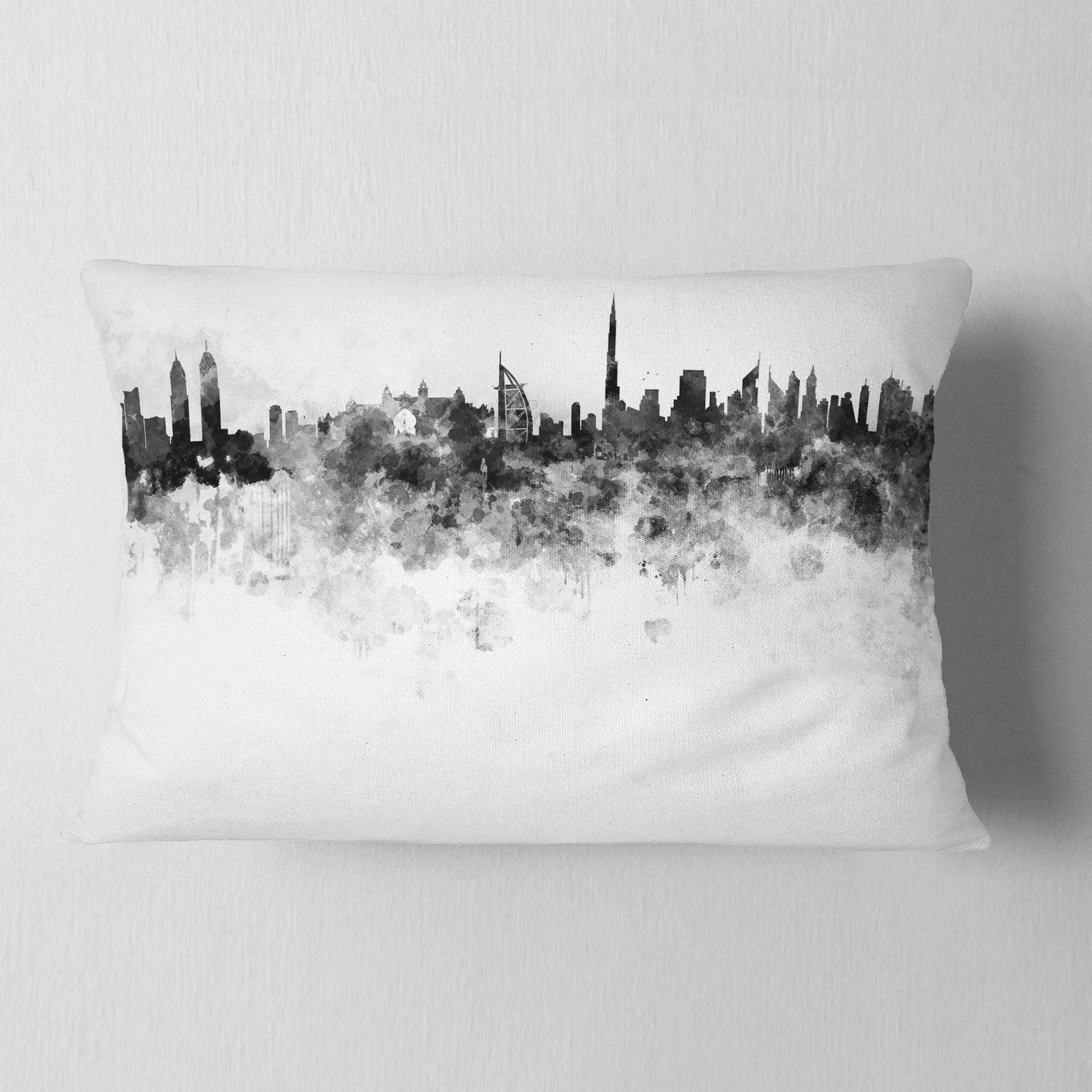 Designart Dubai Skyline - Cityscape Throw Pillow - 12x20