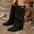 thumbnail image 6 of WAVSUF Women's Suede Mid Calf Boots Pointed Toe Plus Size Wide Width Fall Daily Casual Boots Black Size 5.5, 6 of 9