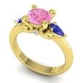 thumbnail image 2 of Diamond-Capitals 2.50 Carat Elegant Round Cut Pink Sapphire & Blue Sapphire Gemstone Three Stone Ring for Engagement 18K Yellow Gold Size 10, 2 of 8