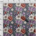 thumbnail image 2 of oneOone Cotton Jersey Gray Fabric Leaves|Lotus & Rose Floral Diy Clothing Quilting Fabric Print Fabric By Yard 58 Inch Wide, 2 of 4