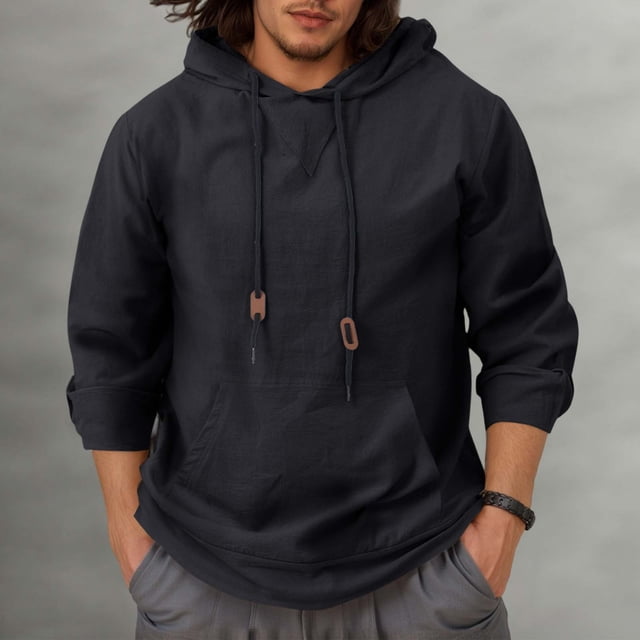 MHFRRA Sudaderas con Capucha de Otoño: Ropa Informal Cómoda y A La Moda para Jóvenes y Medianas Edades Negro