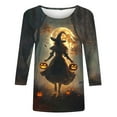 thumbnail image 3 of VKOYWKM Halloween Shirts for Women 3/4 Sleeve T-Shirts Witch Graphic T Shirt Crew Neck Halloween Vintage Tops Halloween Costumes, 3 of 4