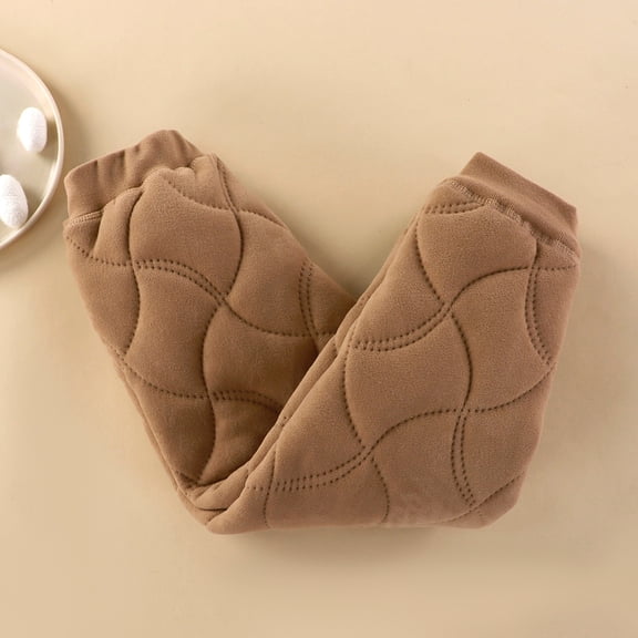 Xdegoge Baby Warm Quilted Fleece Leggings Thick Thermal Winter Pants Soft Cozy Bottoms for Infants Teen Boys Girls Winter Trousers