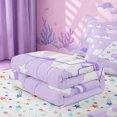 thumbnail image 5 of meiyoeat Purple Rainbow Cloud Monogram A Zipper Twin Comforter Sets with Fitted Sheet and 2 Pillowcases,Stars Heart Initial Zipper Bedding Set For Girl,Colorful Stars Reversible,4 Pieces, 5 of 7