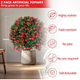 thumbnail image 2 of Artificial Rose Topiary Ball Trees with Ground Spike, 2 Pack 16 Inches Artificial Shrubs, Fake Evergreen Artificial Plant Brush for Indoor Outdoor Front Porch Garden, 2 of 7