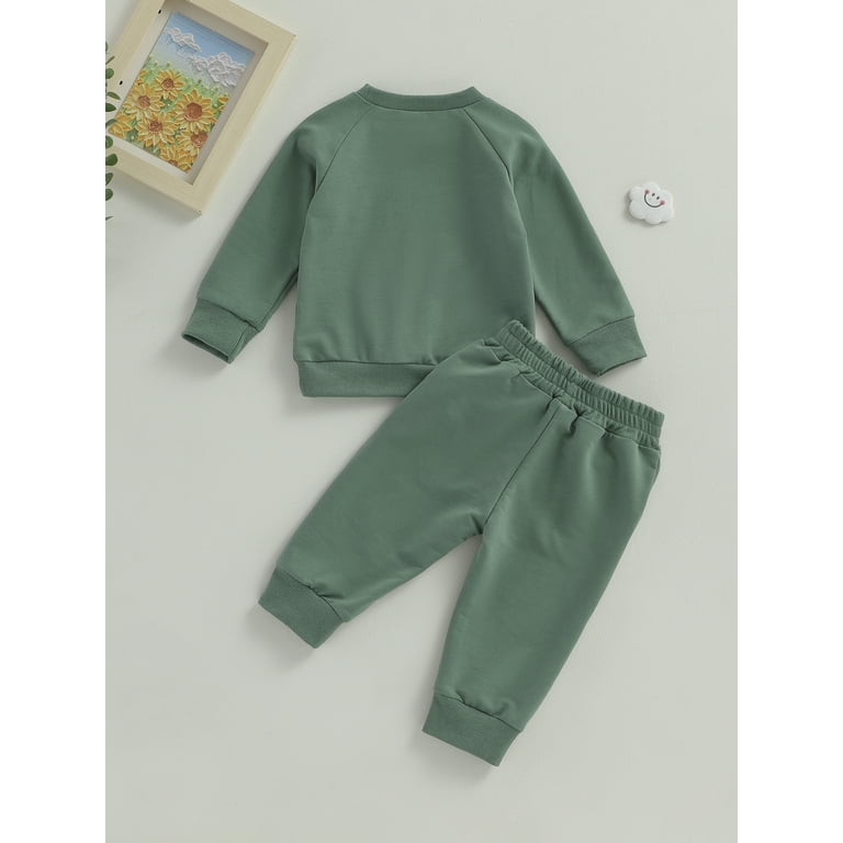 HOANSELAY Baby Boy 2 Pcs Outfits Solid Color Long Sleeve