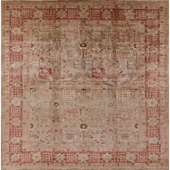 Ahgly Company Machine Washable Indoor Square Industrial Modern Chestnut Red Area Rugs, 3' Square