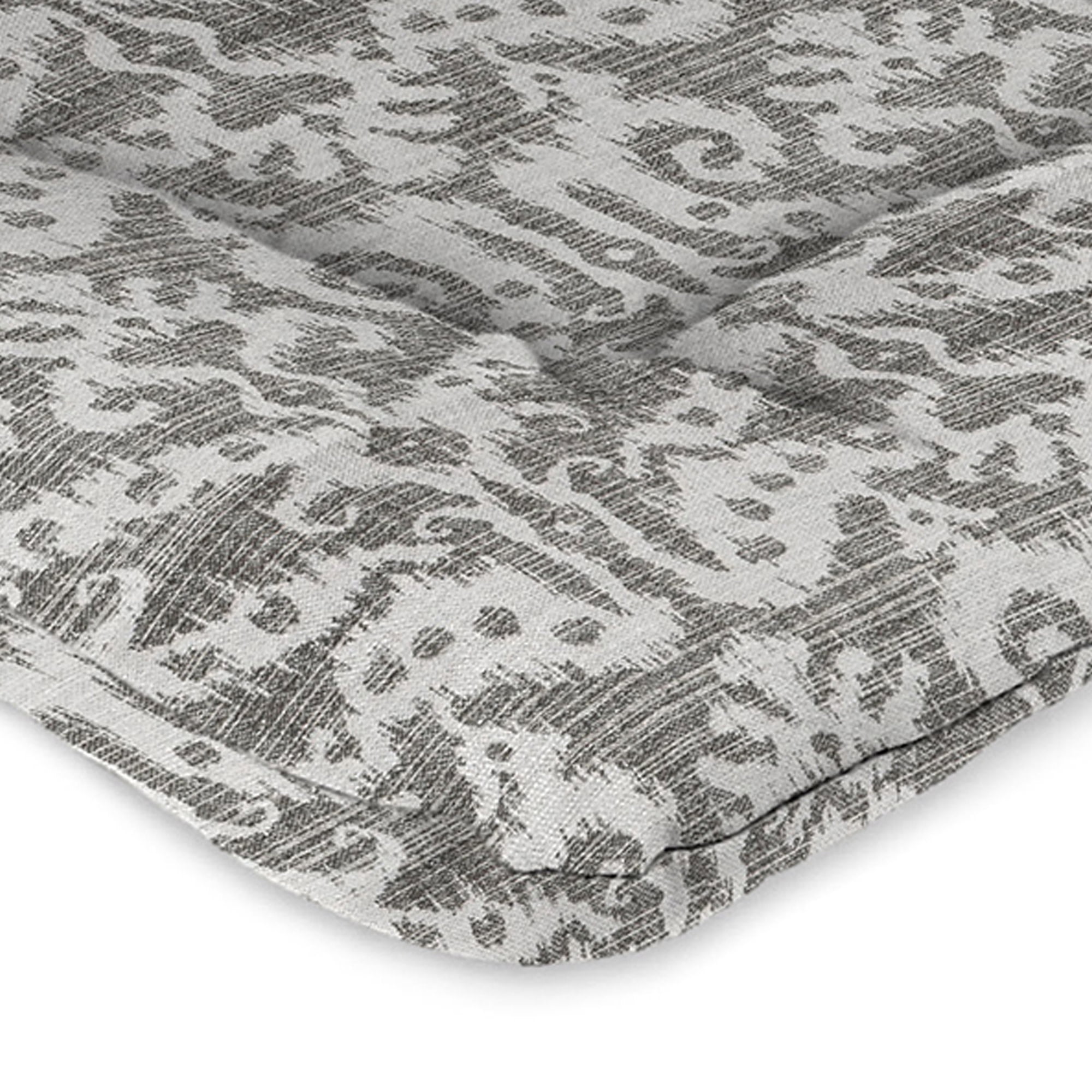 Jordan Manufacturing 38" x 21" Jeness Pewter Gray Damask Rectangular Outdoor Wrought Iron Chair Cushion with Ties and Hanger Loop (2 Pack)