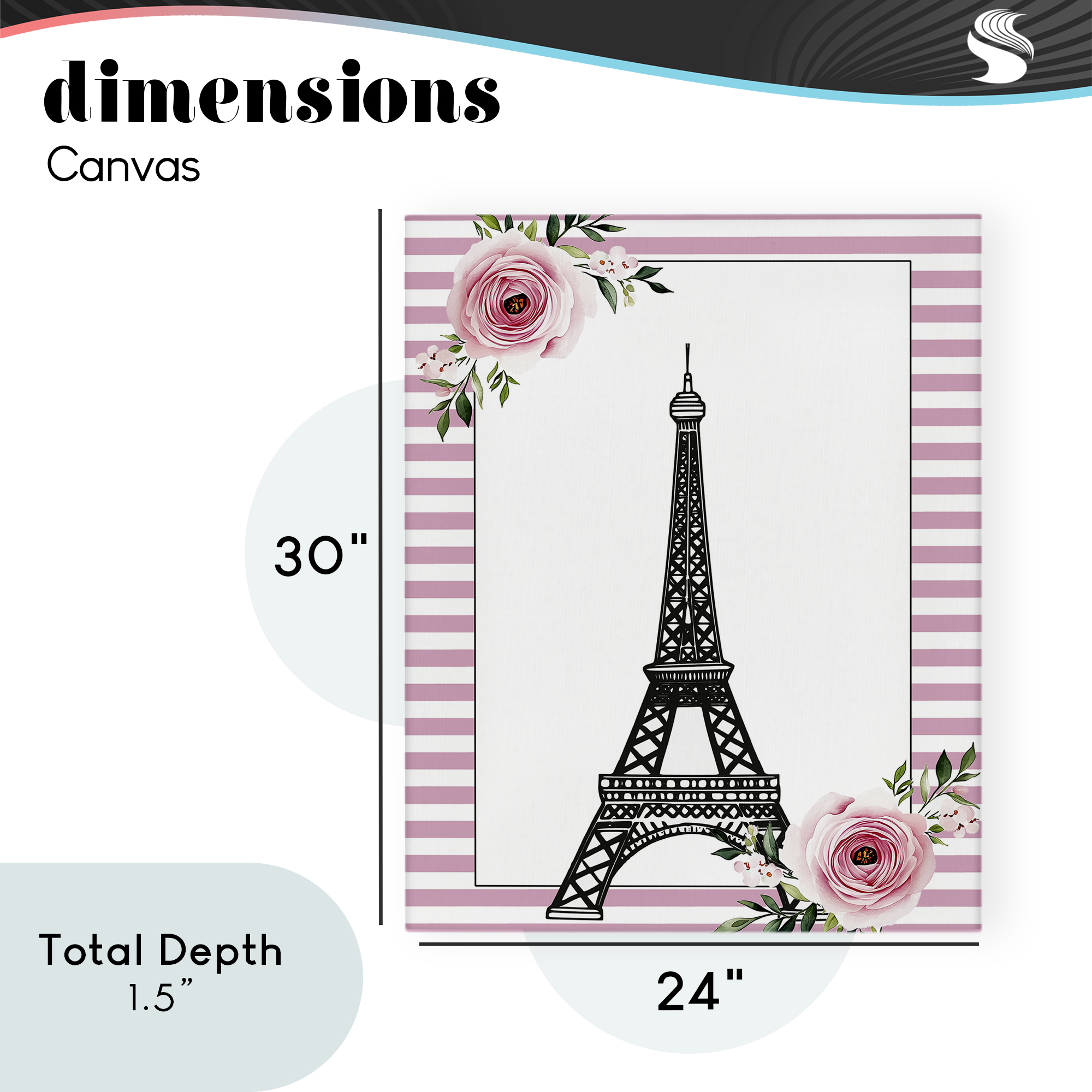 Parisian Tower & Roses Canvas Wall Art, design by Christine Simpson Art