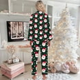 thumbnail image 5 of Pajamas for Women – Silk Short Set for Home & Travel Women's Christmas Santa Print Button Pocket Long Sleeve Trousers Home Pajama Set, 5 of 5