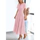 thumbnail image 3 of Vestido largo PRETTYGARDEN 2025, verano, cuello en V, ojales, rosa, 3 of 8