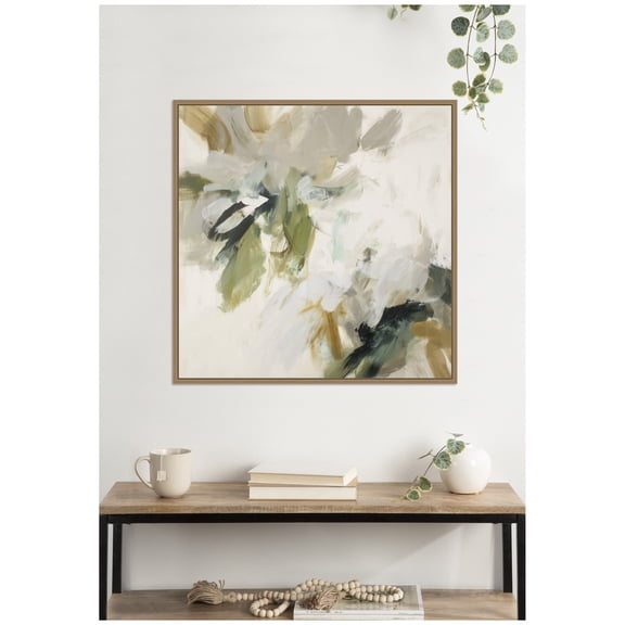 Kate and Laurel Framed Canvas Wall Art Print Organic Study by Amy Lighthall, 30 x 30 Sylvie Dark Gold Frame, Modern Contemporary, Abstract Art for Wall Decor
