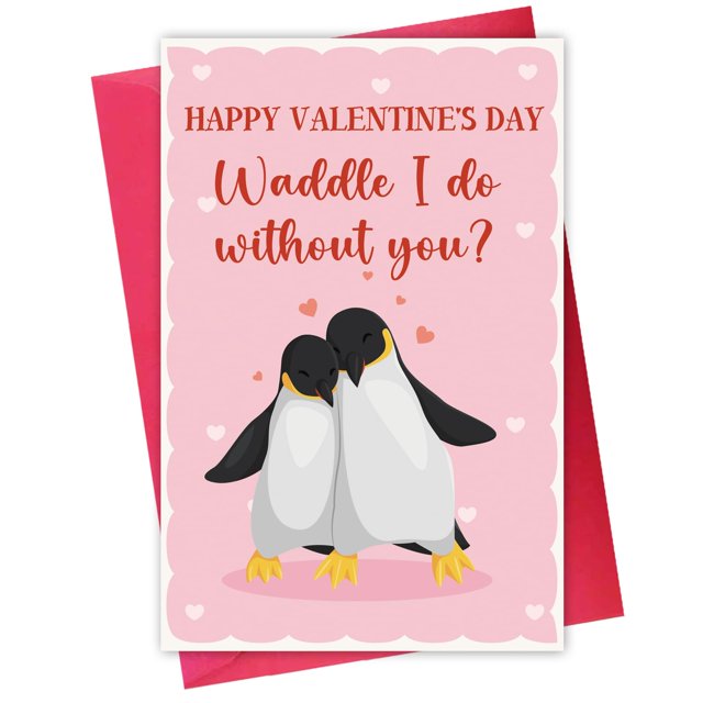 Tarjeta de San Valentín Ygyhiey Cute Penguin para parejas