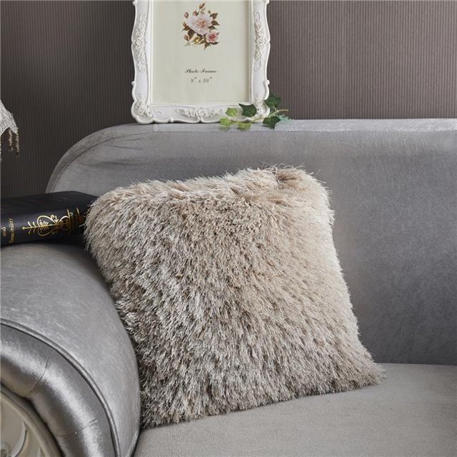 Amazing Rugs PIL-NS-2019 18 x 18 in. Decorative Shaggy Pillow in Beige