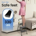 thumbnail image 6 of Jocauto 3 Step Ladder, Folding Step Stool for Adults with Anti-Slip Pedals & Cushioned Handle, Non-Slip Feet, Sturdy Steel Frame for Kitchen, Household Use, Black, 6 of 8