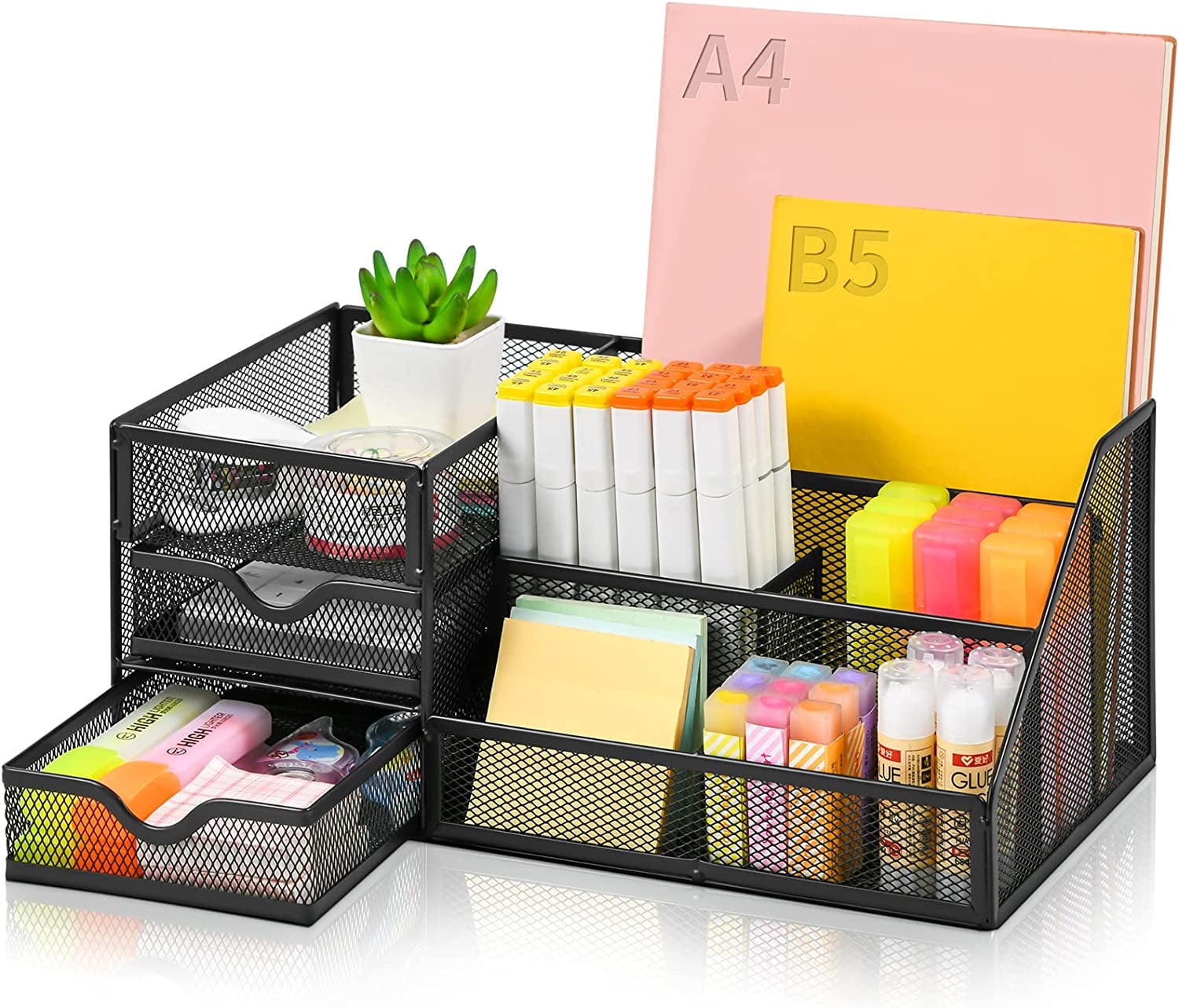 Marbrasse Mesh Desk Organizer with Drawers,, Office Desktop Organization for Office Supplies,（1Pack）
