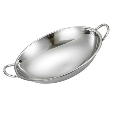 Stainless Steel Saucepan Wok Grilling Wok Griddle Fry Pan Flat Bottom Wok With Double Handle