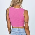 thumbnail image 2 of Top corto con cuello redondo, versátil, sin mangas, transpirable, con espalda cruzada, camisetas sin mangas para mujeres y niñas, rosa S, 2 of 8