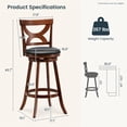 thumbnail image 2 of Demi Bonn 29" Set of 2 Swivel Bar Stools with Soft Cushion and Elegant Hollow Backrest, Modern Kitchen Dining Chair, Brown, 2 of 7