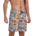 thumbnail image 2 of Logiee Set Of Travel Vintage Print Men's Pajama Shorts with Drawstring & Pockets,Sleep Shorts for Men,Sleepwear Bottoms,Elastic Waistband Loungewear-XX-Large, 2 of 6