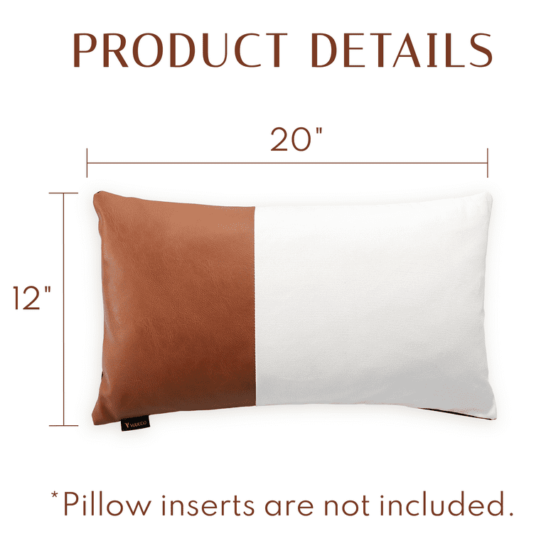 Faux Leather Pillows, Modern Design, Camel White | Hofdeco