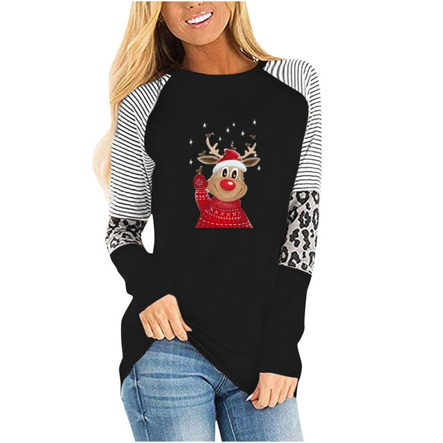 Ugly Christmas Sweater for Women Funny Reindeer Snowman Print Pullovers ...