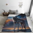 thumbnail image 5 of Honeii Lonely Night Sky Wolf Print Fleece Blanket - Throw Blanket for Bed, Sofa, Couch, Camping, and Travel , Microplush Ultra Soft Warm Blanket-40"x30", 5 of 7