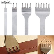 Spencer White Steel 1/2/4/6 Prong Leather Hole Punch Tool Craft Pricking Iron Diamond Lacing Stitching Chisel Set 6mm