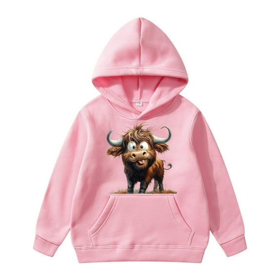 LUOGENLI Hoodies Teen Sweatshirts for Girls Cow Print Hoodie for Children Girls Valentine's Day Hoodies Size 10-12 Sweatshirts for Girls 7-8 13-14Years