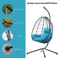 thumbnail image 4 of Egg Chair with Stand Indoor Outdoor Swing Egg Chair, Patio Wicker Swing Egg Chair with Cushion Headrest and Aluminum Steel Frame for Patio Bedroom Balcony, Light Blue, 4 of 8