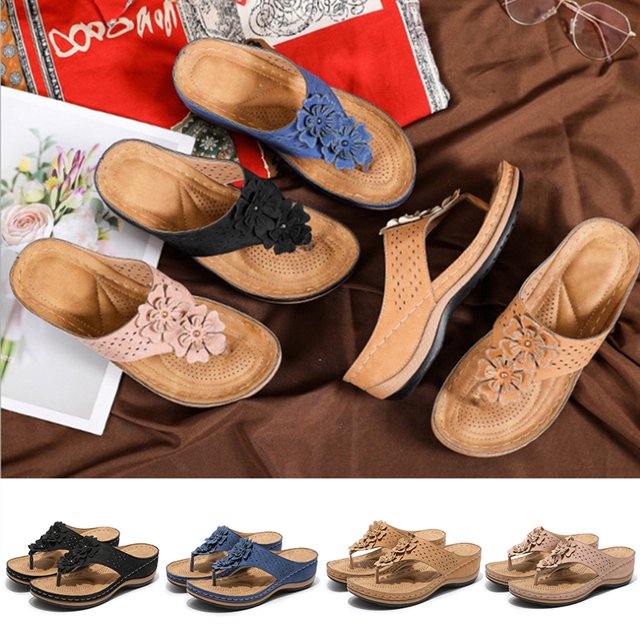 CAROOTU Sandales Orthopédiques pour Femmes Confort Premium Sandale Plate Décontractée pour l'Été Randonnée Marche en Plein Air