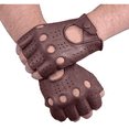 thumbnail image 4 of Driving Half Finger Finger less Knuckle Holes For Men Genuine Motorcycle Leather Gloves Brown, 4 of 5