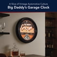 thumbnail image 6 of American Art Decor Big Daddy’s Garage LED Clock - 12" Vintage Wall Clock, Battery Operated, Retro Automotive Decor for Garage, Man Cave, Living Room & Office (Orange/White/Black), 6 of 9