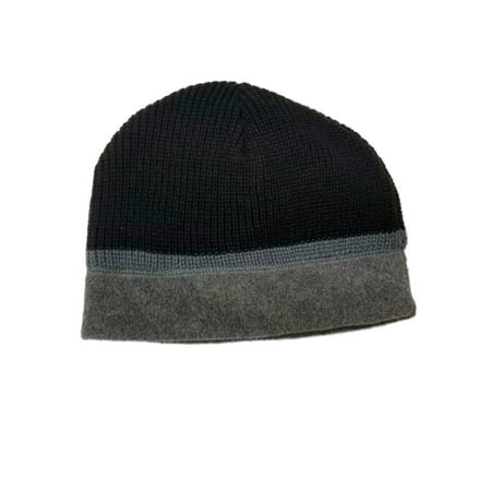 Hat Stocking Cap Beanie - Men's Black and Grey Winter Reversible Beanie Stocking Cap Hat