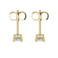 thumbnail image 4 of 14K Solid Gold Push Back Stud Earrings for Women | 0.5 cttw Princess Cut Simulated Diamond | Yellow Gold, 4 of 5