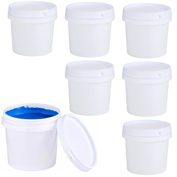 8 Pcs 1/4 Gallon Empty Paint Cans, Long-Lasting Quart Plastic Paint Containers with Secure Lids, Compact Small Paint Storage Containers, 4.9 x 4.7 in, White