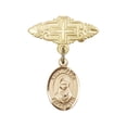 thumbnail image 1 of 14kt Yellow Gold Baby Badge with St. Rafta Charm and Badge Pin with Cross 1 X 3/4 inches, 1 of 1