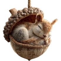 Acrylic Forest Animal Acorn Ornaments – Cozy Forest Christmas Ornaments, 2026 New Pine Cone Animal Decoration, Woodland Creature Figurine, Acrylic Hanging Ornament Home Party Décor (Squirrel)