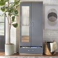 thumbnail image 3 of TMS Nevada Mirrored 2 Door Wardrobe, Gray and Natural, 3 of 4