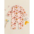 thumbnail image 4 of Suealasg Baby Girl Halloween Holiday Pajamas Long Sleeve Ghost Pumpkin Print Button Down Jumpsuit 3 6 12 18 24 Months Infant Girls Fall One Piece Pajamas, 4 of 7