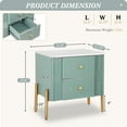 thumbnail image 2 of Noble House Modern Nightstand with 2 Drawers, Fluted Bedside Table with Gold Handles & Legs,Green, 2 of 9
