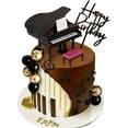 thumbnail image 7 of Piano Theme Cake Decoration Set - Happy Birthday Insert Card Music Note Black Gold Elegant Baking Accessories, 7 of 7