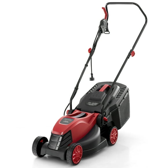 Patiojoy Electric Lawn Mower 2-in-1 Versatile Corded Lawn Mower with Grass Collection Box 12 AMP Motor Red