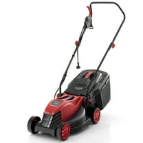 Topbuy Electric Lawn Mower 2-in-1 Versatile Corded Lawn Mower with Grass Collection Box 12 AMP Motor Red